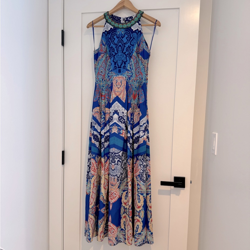 Anthropologie Ranna Gill Blue Halter Maxi Dress
